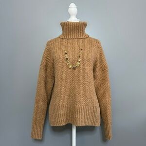 EUC Cupcakes & Cashmere Tan Chunky Knit Turtleneck Sweater Size L